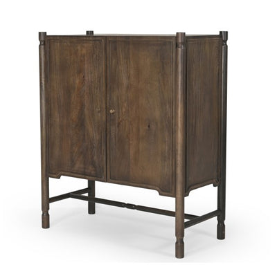 Mercana Phil Wood Aged Brass 2 Door Bar Cabinet