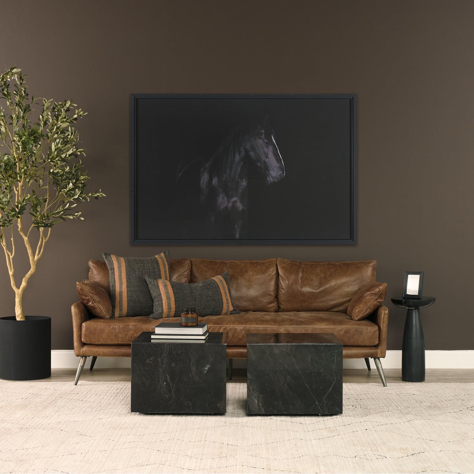 Mercana Quadra Solid Black Marble Square Coffee Table