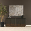 Mercana Cinder Distressed Dark Brown Wood Reeded 4-Door Closed Sideboard