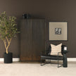 Mercana Cinder Distressed Wood Reeded 2-Door Closed Tall Cabinet