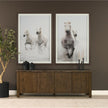 Mercana Kendrix Oak Wood Cappuccino Marble 4 Door Closed Sideboard