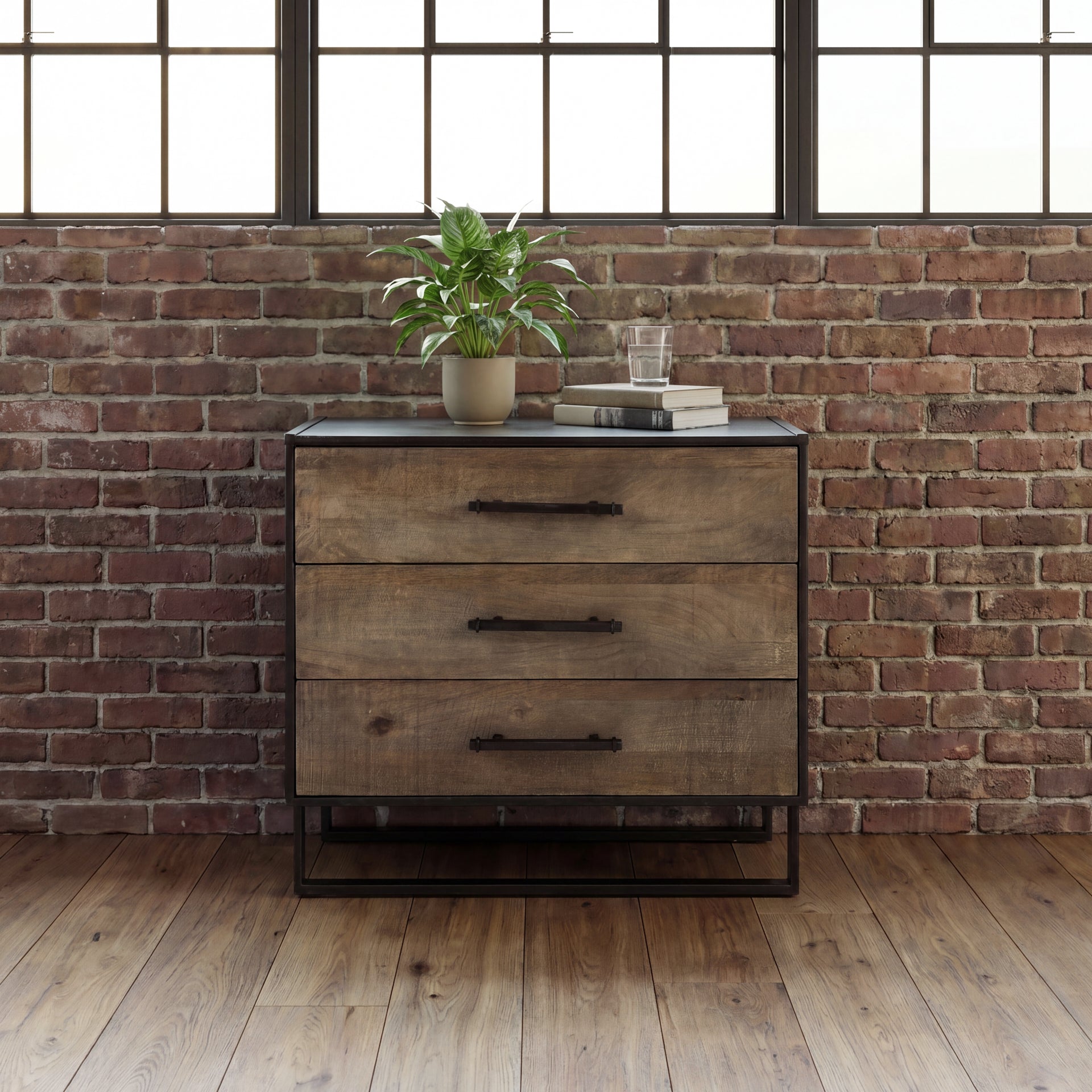Mercana Alvin Wood W/Metal Framing Accent Cabinet