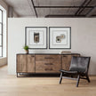 Mercana Alvin  Brown Solid Wood With Black Metal Frame 3 Drawer 2 Cabinet Door Sideboard