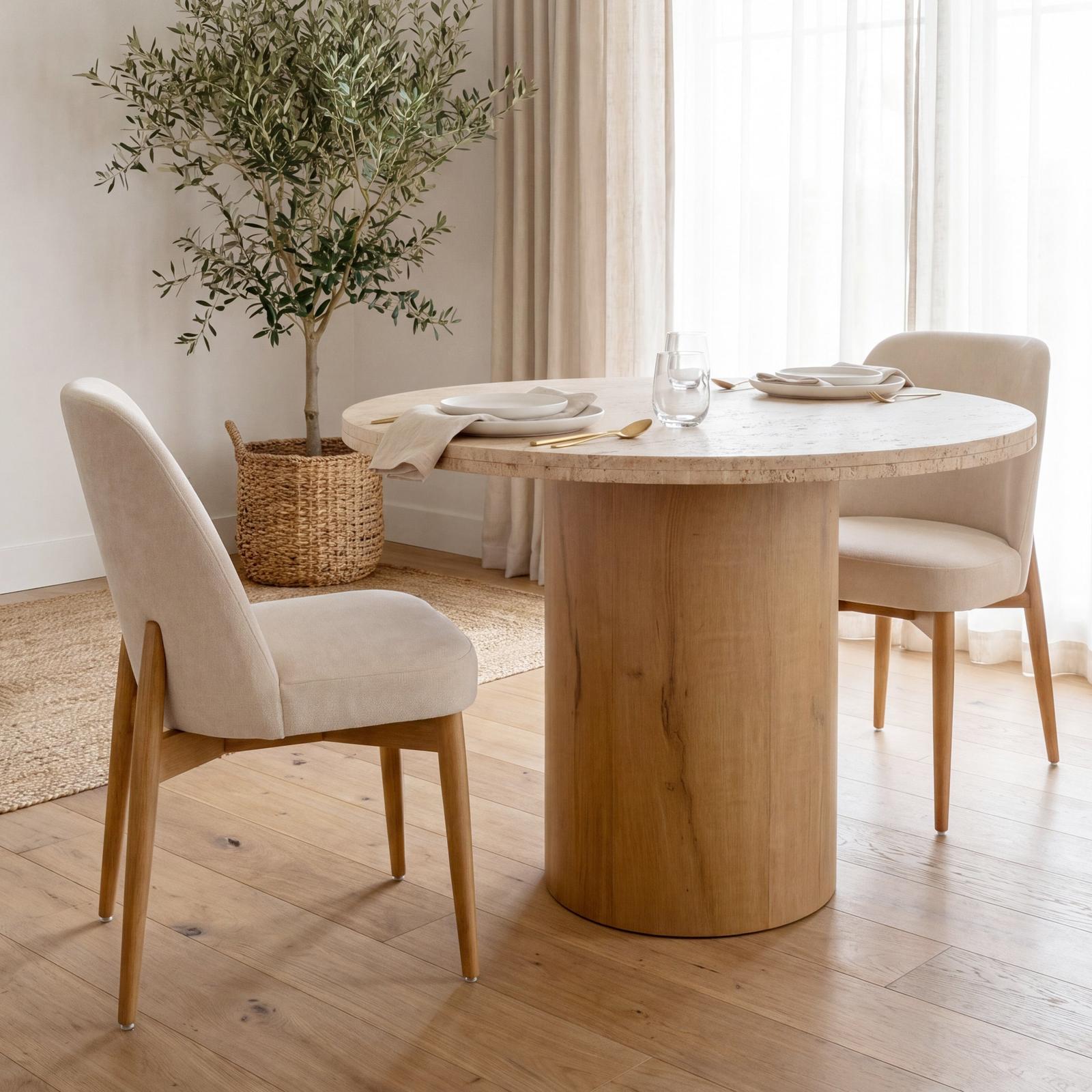 Mercana Abbie Curved Back Oatmeal Fabric Dining Side Chair
