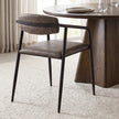 Mercana Langston Brown Faux-Leather Seat Black Iron Frame Dining Chair