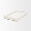 Mercana Camellia Rectangular White Marble Scalloped Tray