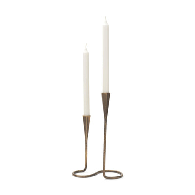 Mercana Naja Antique Brass Metal Double Taper Candle Holder