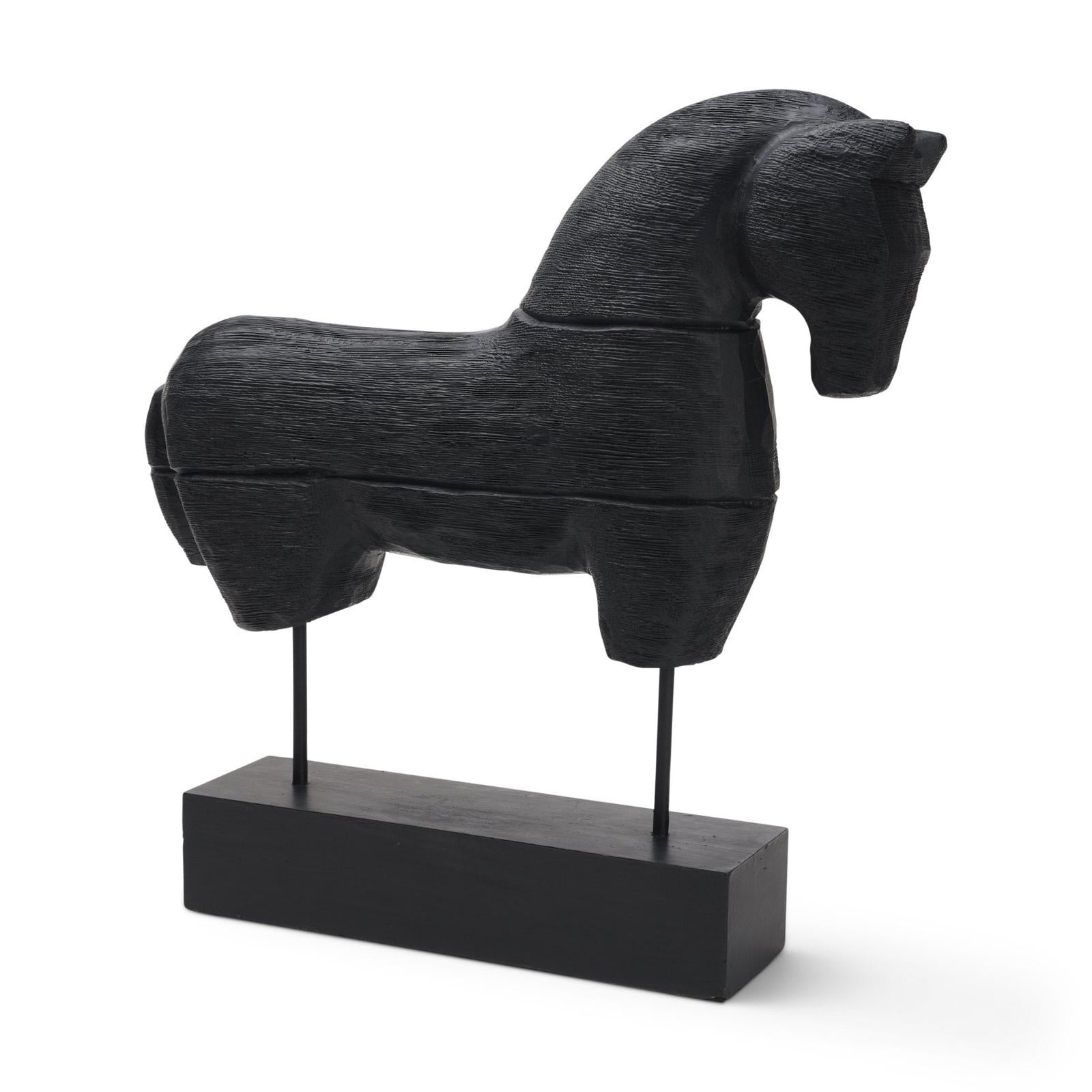 Mercana Equus Black Wooden Horse Decorative Object