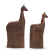 Mercana Farasi Medium Brown Wood Carved Horse Object - Set of 2