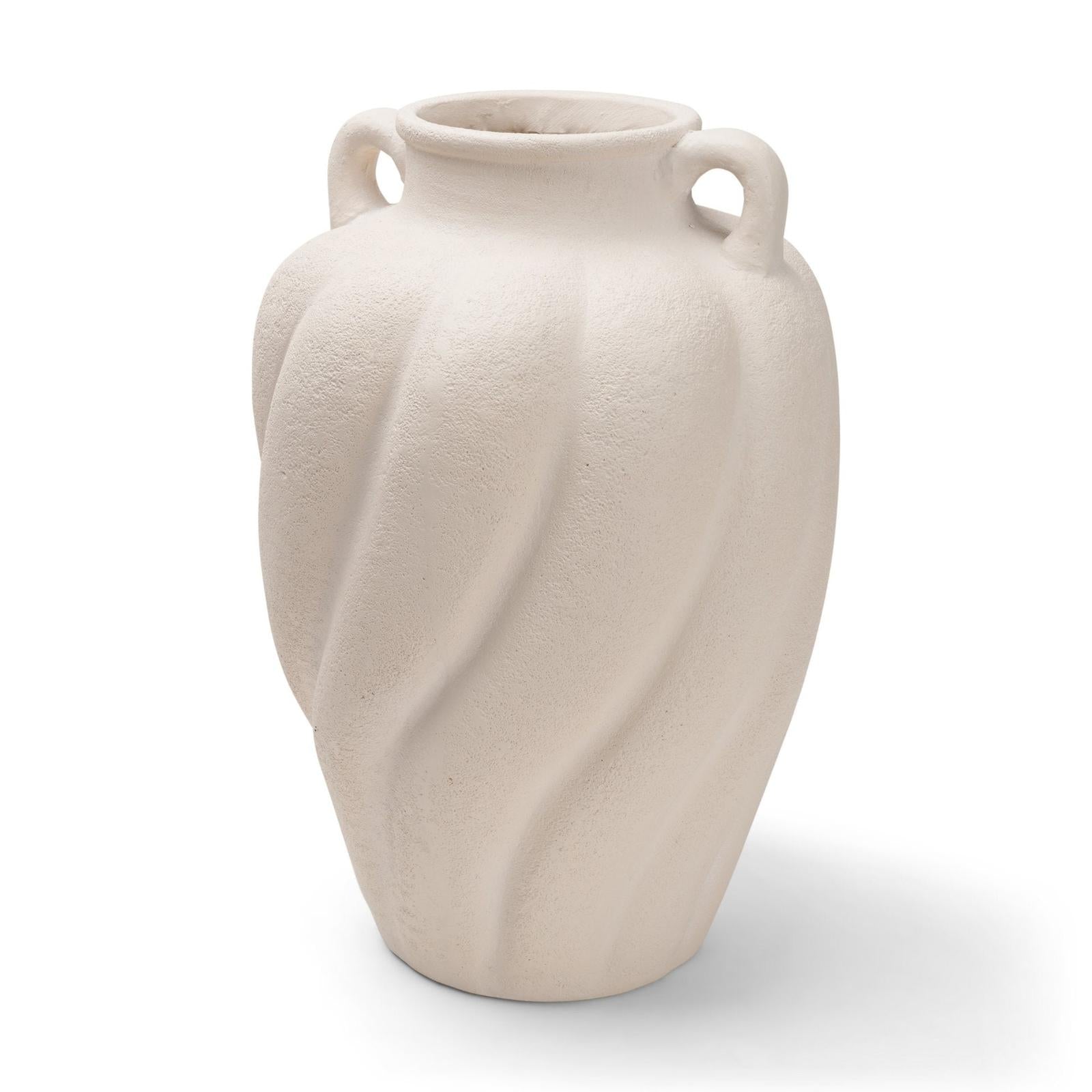 Mercana Syros Twisted Cream Ceramic Urn Vase