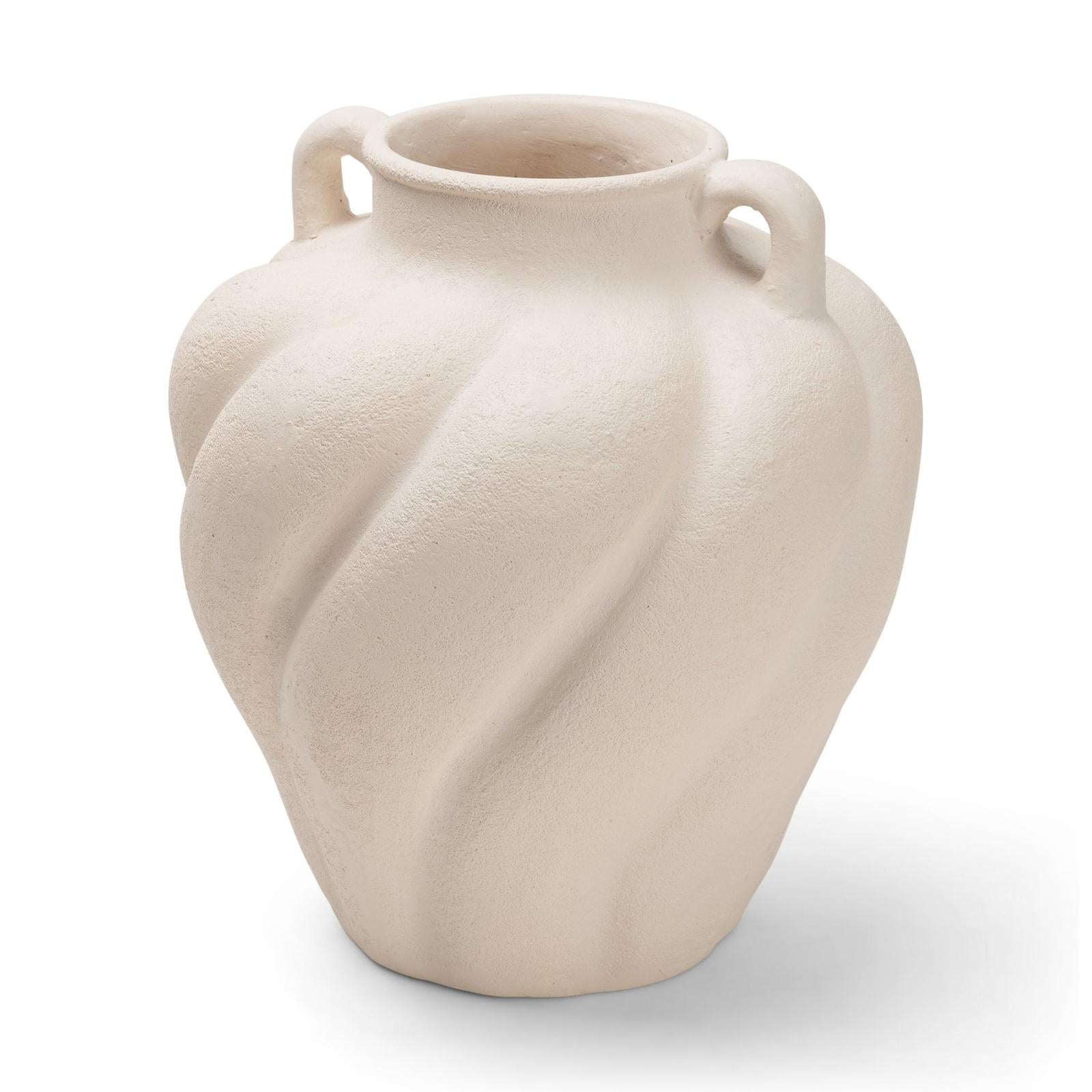 Mercana Syros Twisted Cream Ceramic Urn Vase