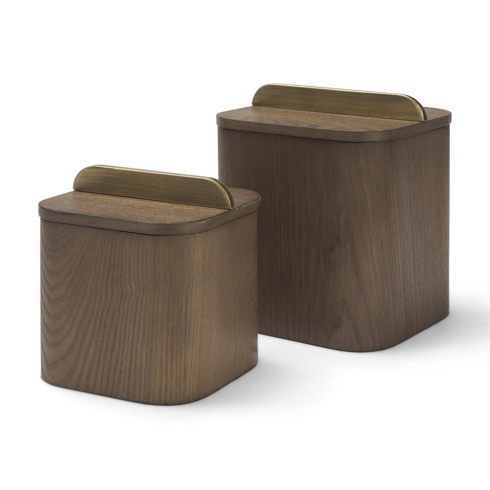 Mercana Benton Wood w/ Brass Handle Decorative Box Set