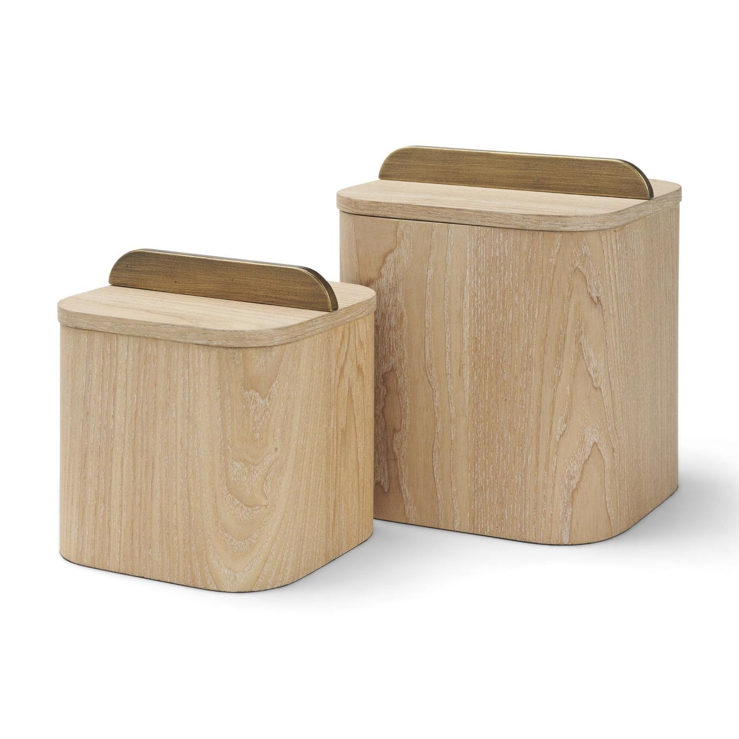 Mercana Benton Wood w/ Brass Handle Decorative Box Set