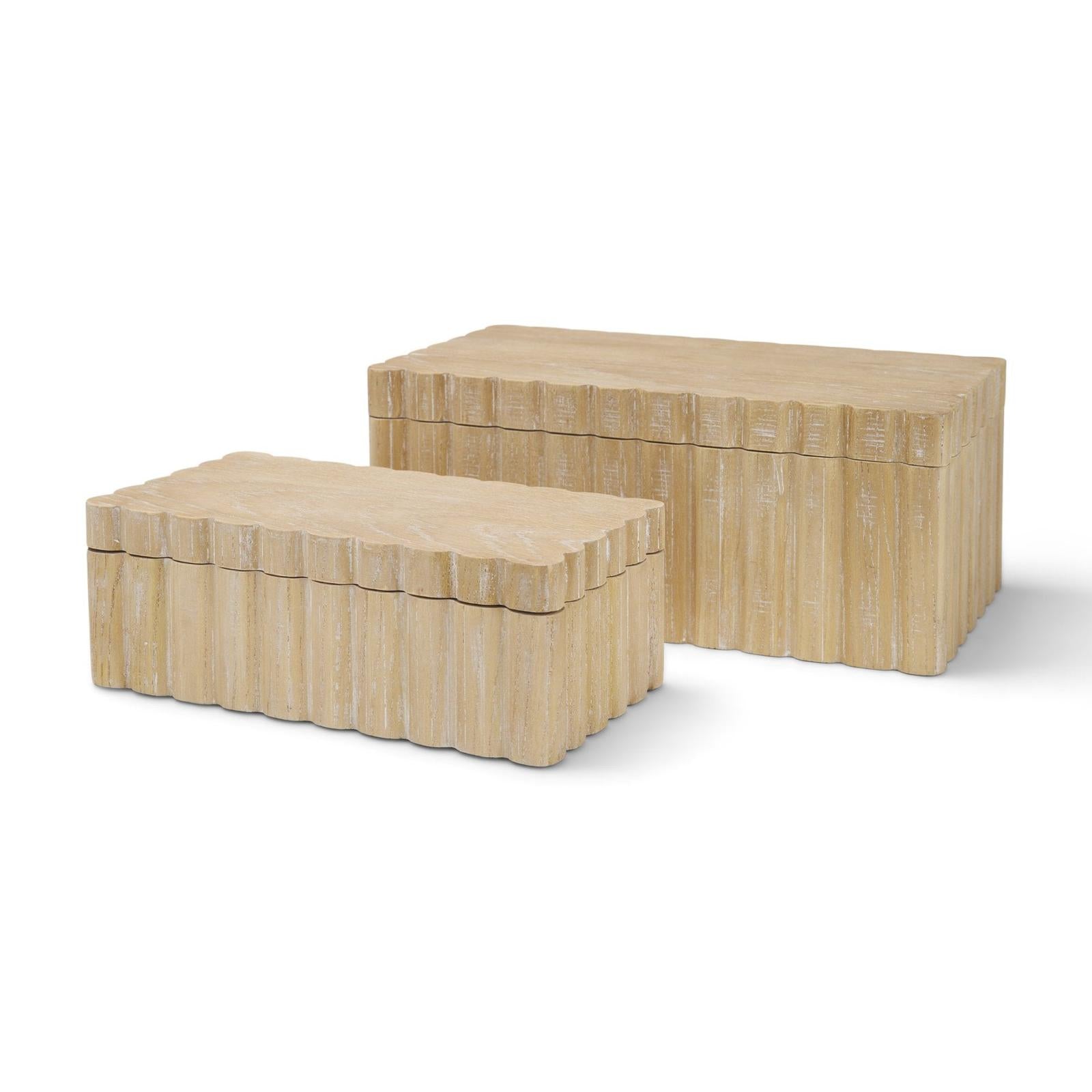 Mercana Strata Fluted Walnut Wood Decorative Box Set