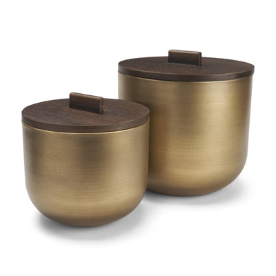 Mercana Voss Brass Metal w/ Dark Brown Lid Canister Set