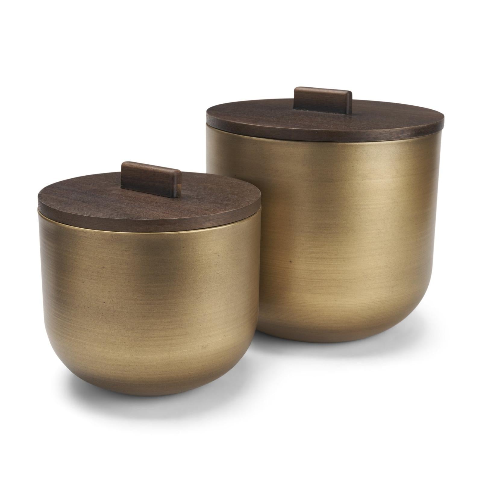 Mercana Voss Brass Metal w/ Dark Brown Lid Canister Set