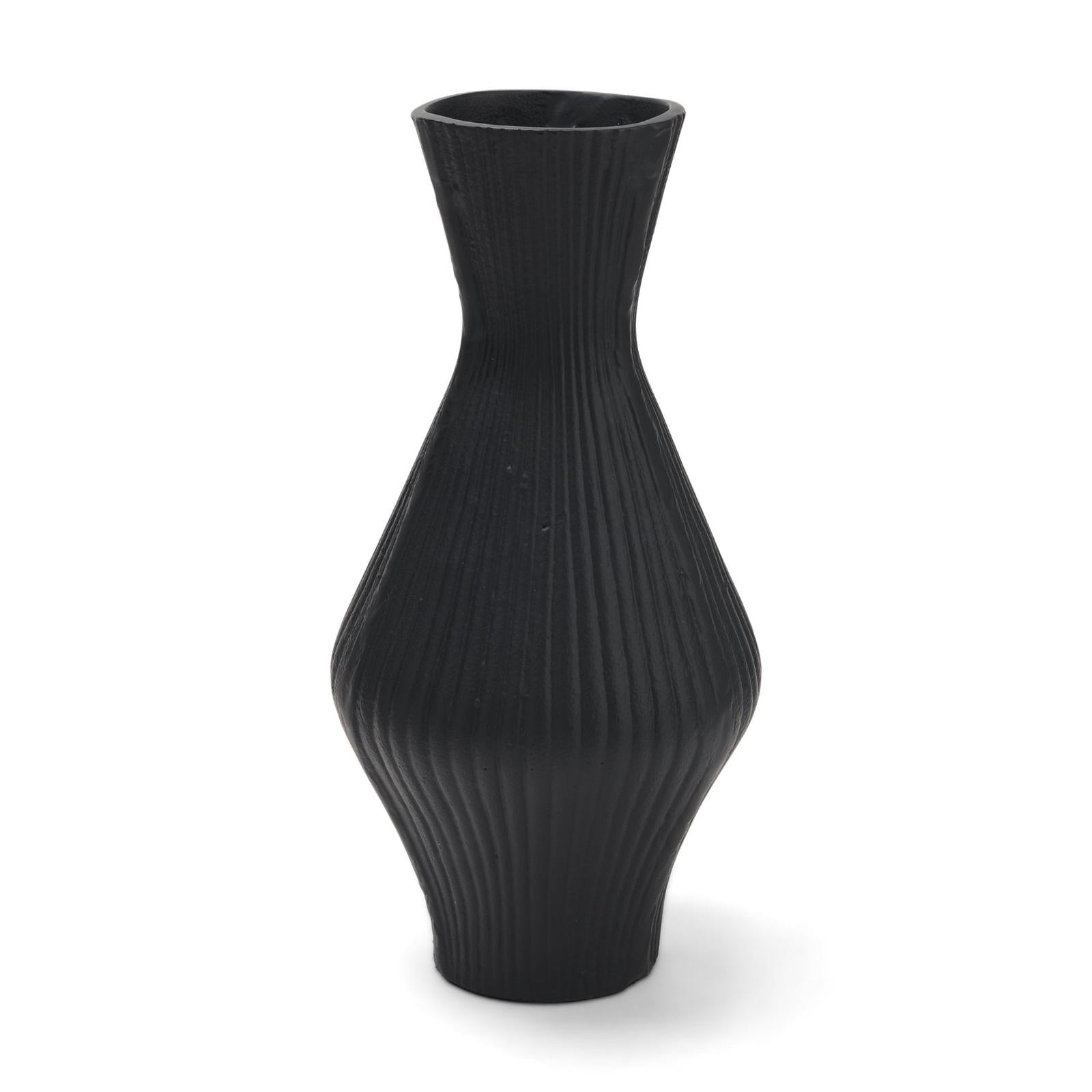 Mercana Patine Metal Fluted Hourglass Decorative Vase