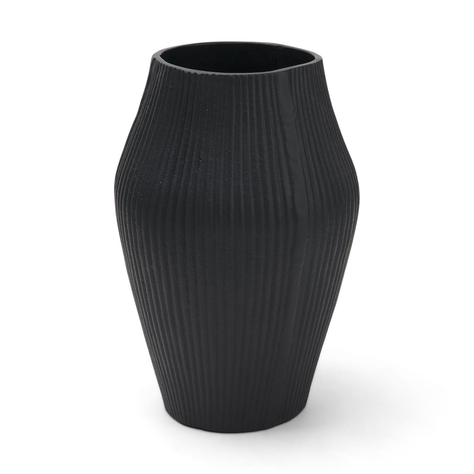Mercana Patine Wide Metal Fluted Decorative Vase