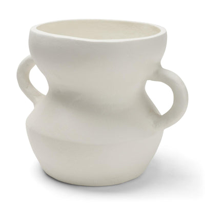 Mercana Mika Wide White Ceramic Vase w/ Handles