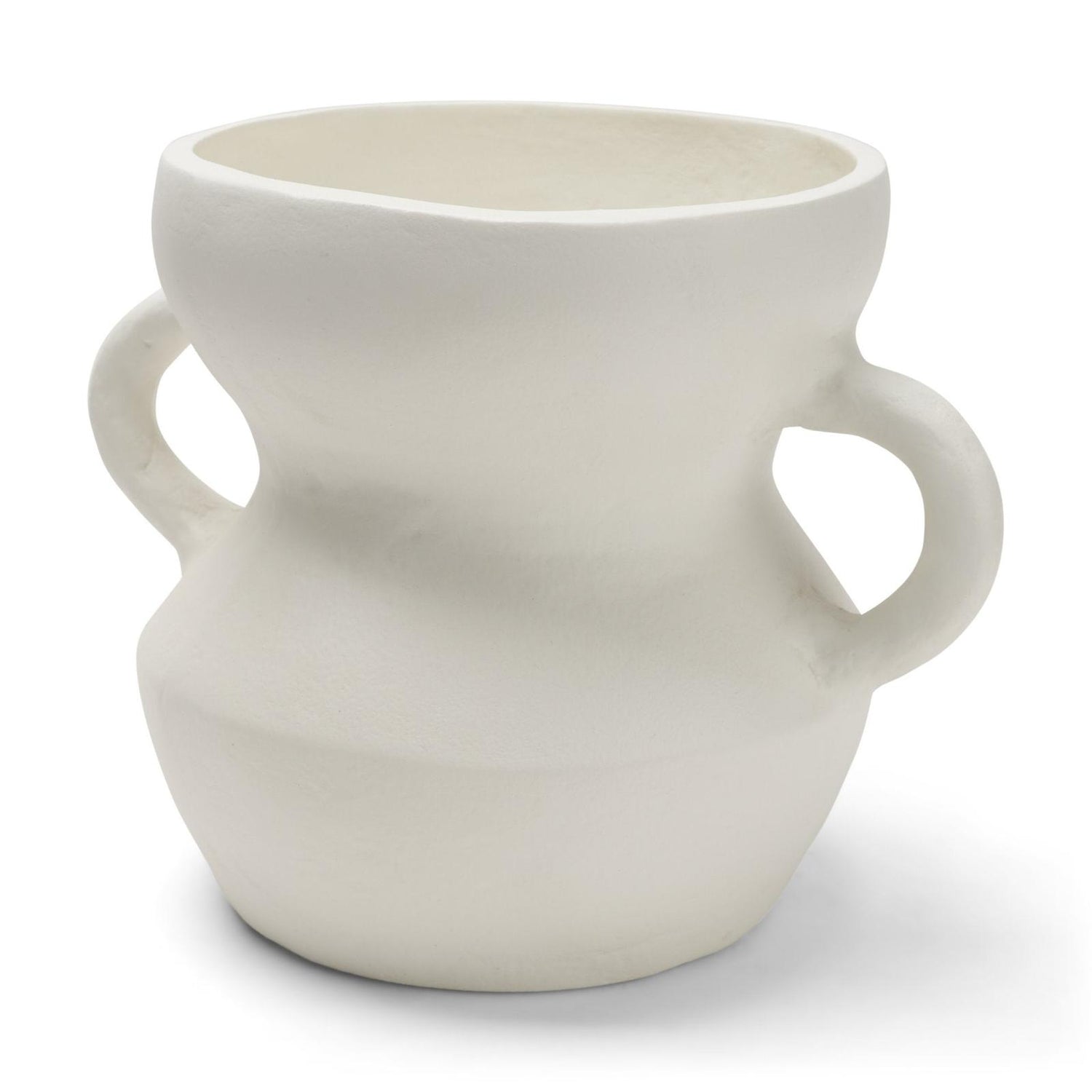Mercana Mika Wide White Ceramic Vase w/ Handles