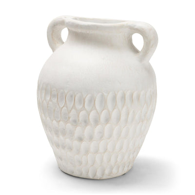 Mercana Basma White Scale Textured Ceramic Vase w/ Handles