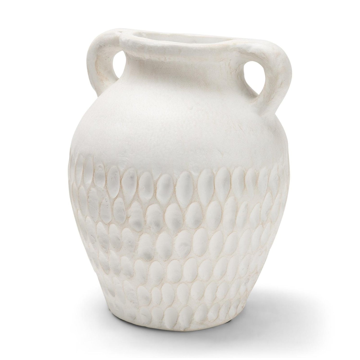 Mercana Basma White Scale Textured Ceramic Vase w/ Handles