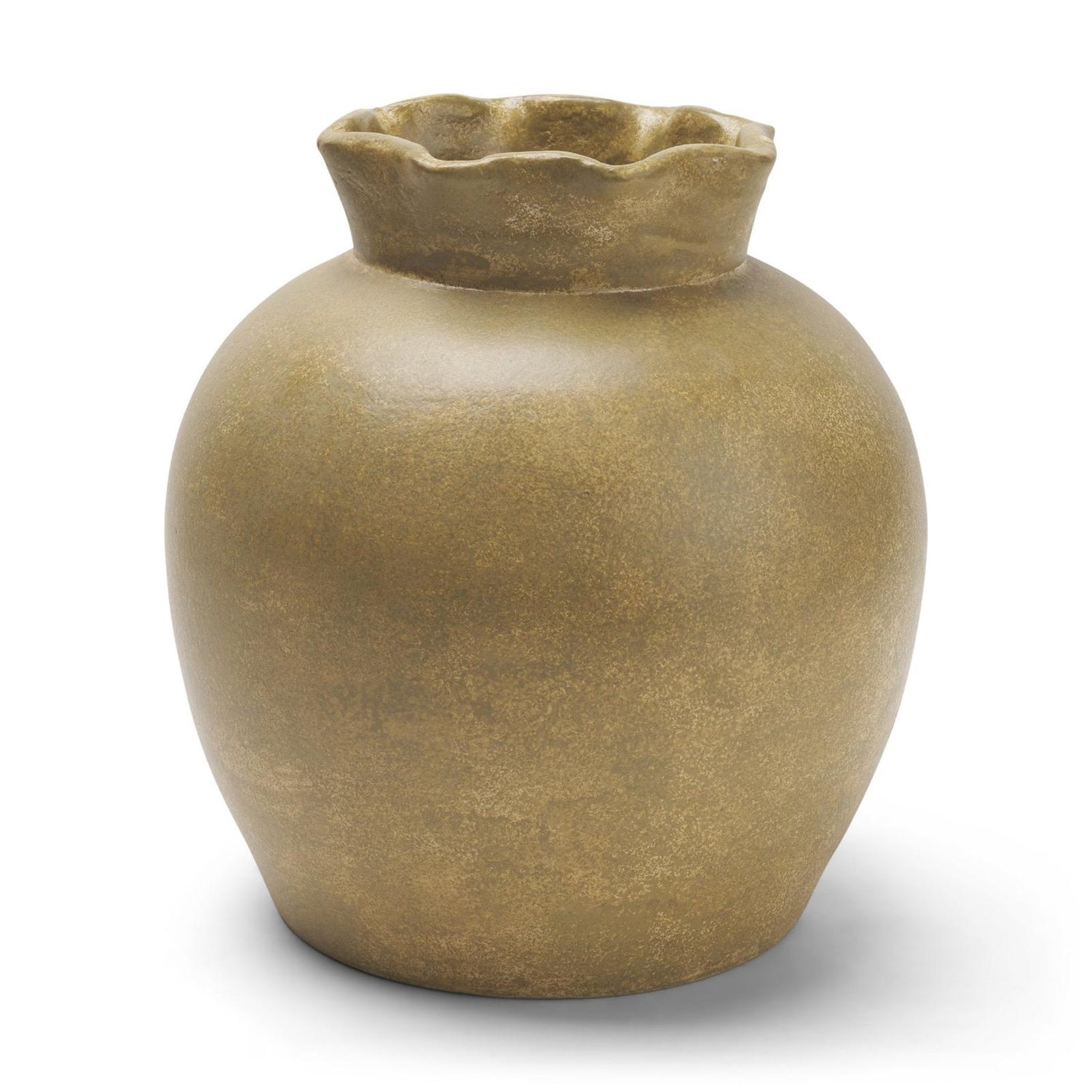 Mercana Melo Distressed Citron Yellow Ceramic Vase