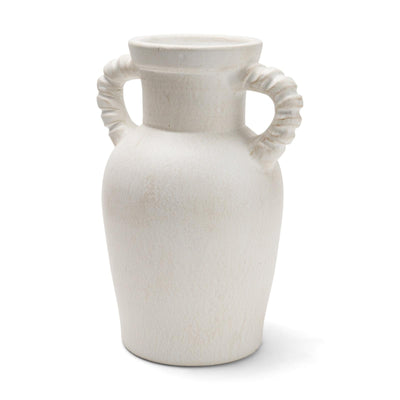 Mercana Trenza White Ceramic Vase w/ Twisted Handles
