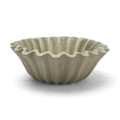 Mercana Camelia Fluted Sage Green Paper Mache Round Centerpiece Bowl