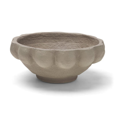 Mercana Konya Earthen Gray-Brown Dotted Paper Mache Centerpiece Bowl