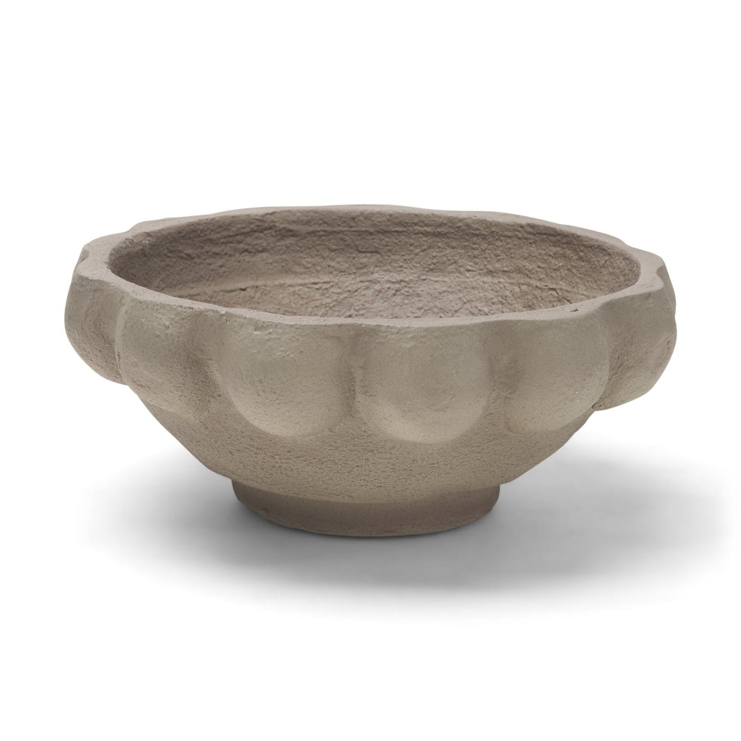 Mercana Konya Earthen Gray-Brown Dotted Paper Mache Centerpiece Bowl