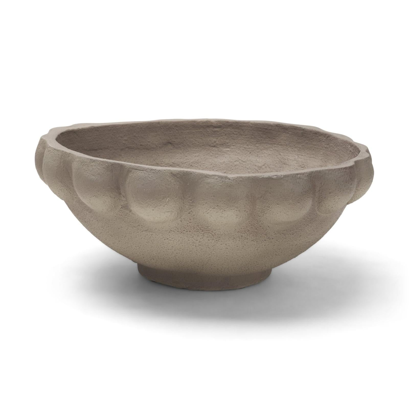 Mercana Konya Earthen Gray-Brown Dotted Paper Mache Centerpiece Bowl