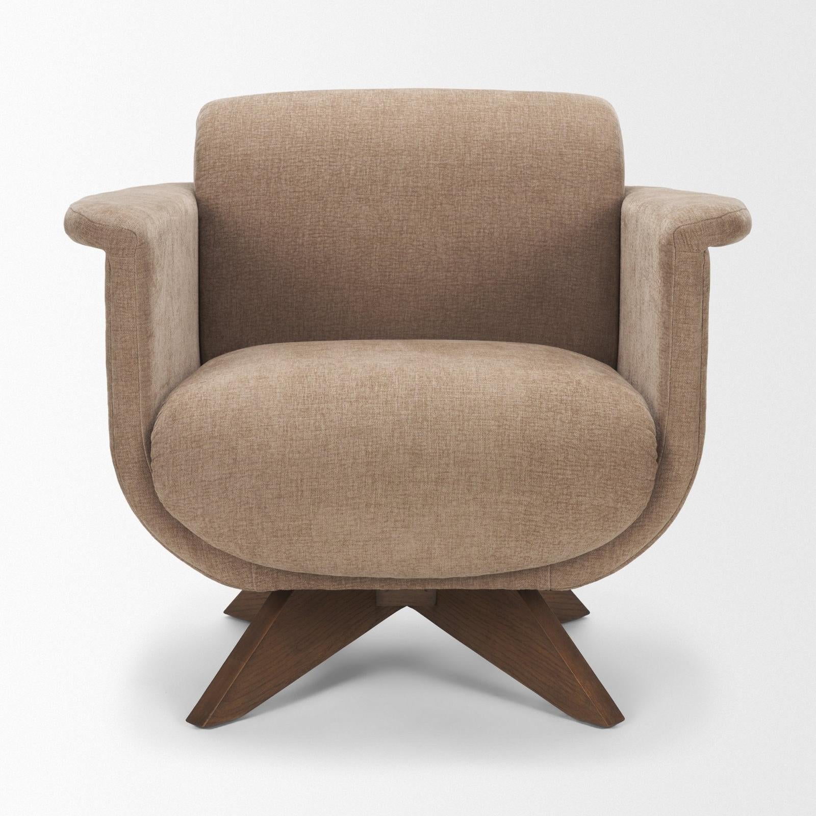 Mercana Oskar Wood Base Swivel Accent Chair