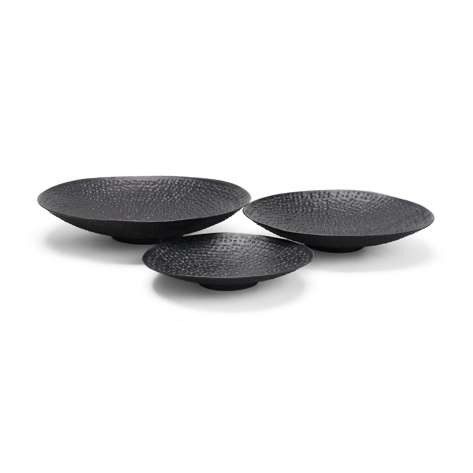 Mercana Patera Hammered Iron Metal Decorative Bowls - Set of 3