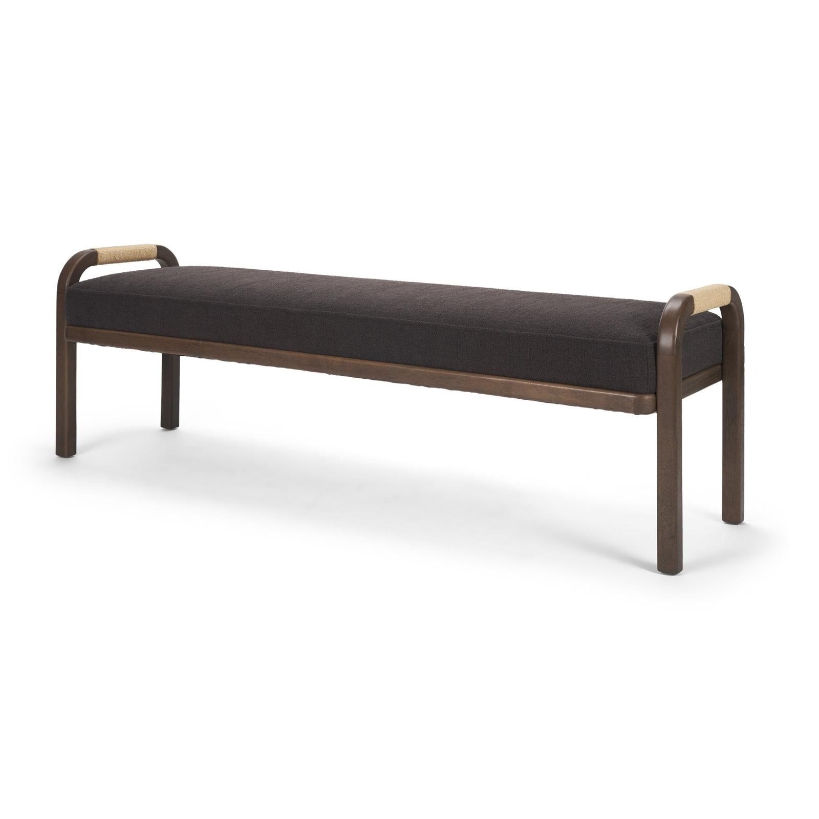 Mercana Freya Upholstered Brown Wood Frame Bench
