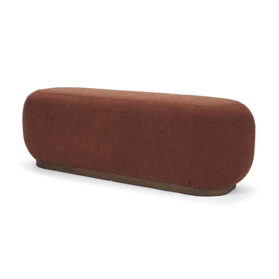 Mercana Siren Burgundy Fabric w/ Brown Ash Wood Oblong Bench