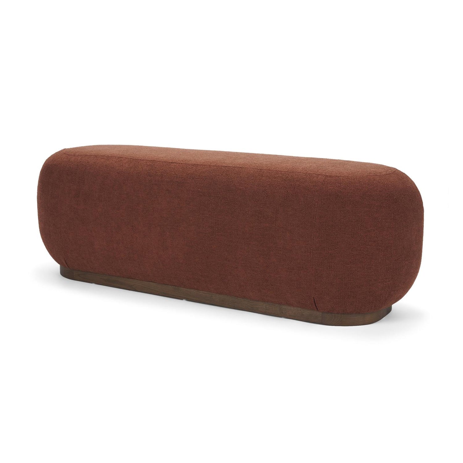 Mercana Siren Burgundy Fabric w/ Brown Ash Wood Oblong Bench