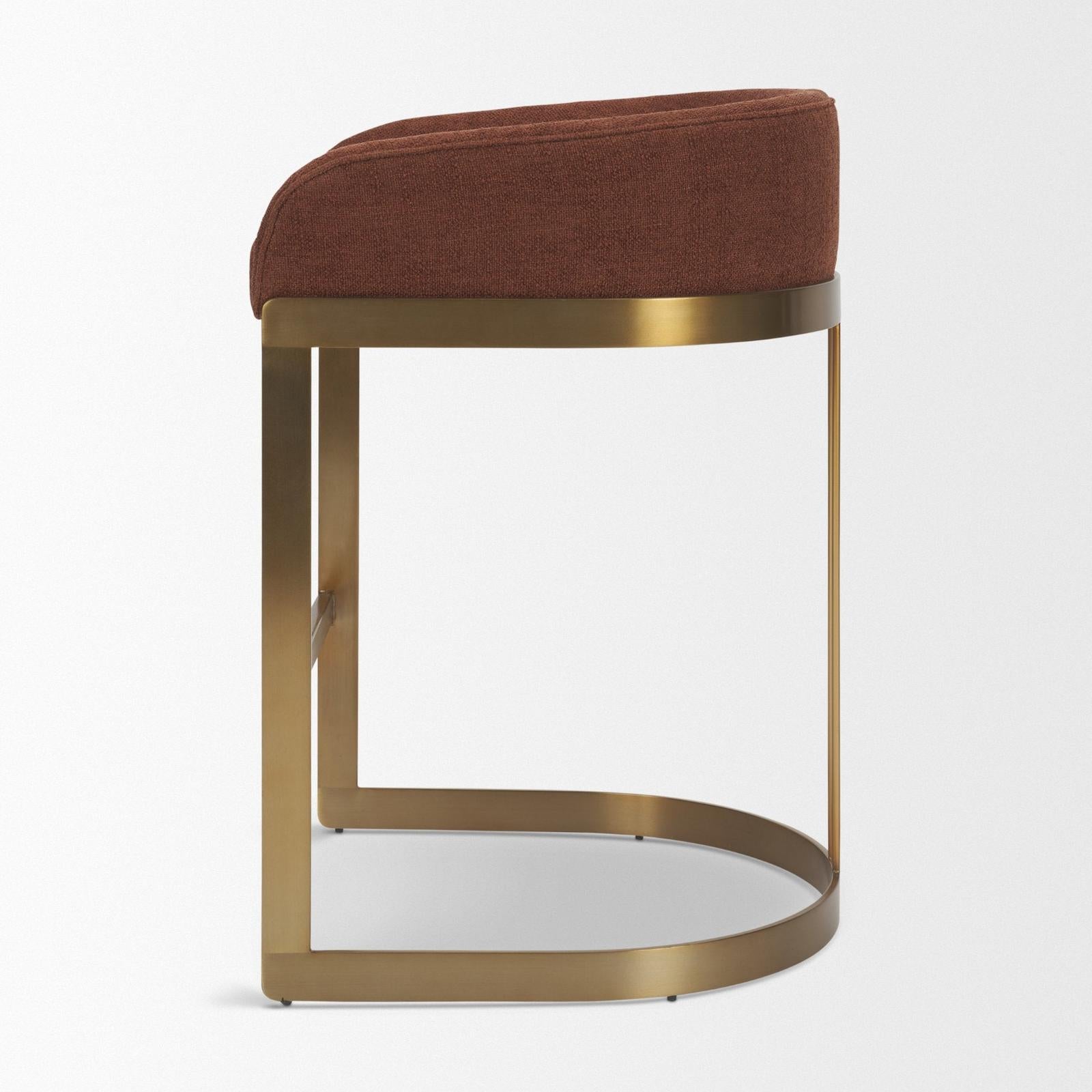 Mercana Hollyfield Burgundy Fabric Seat Gold Metal Base Counter Stool