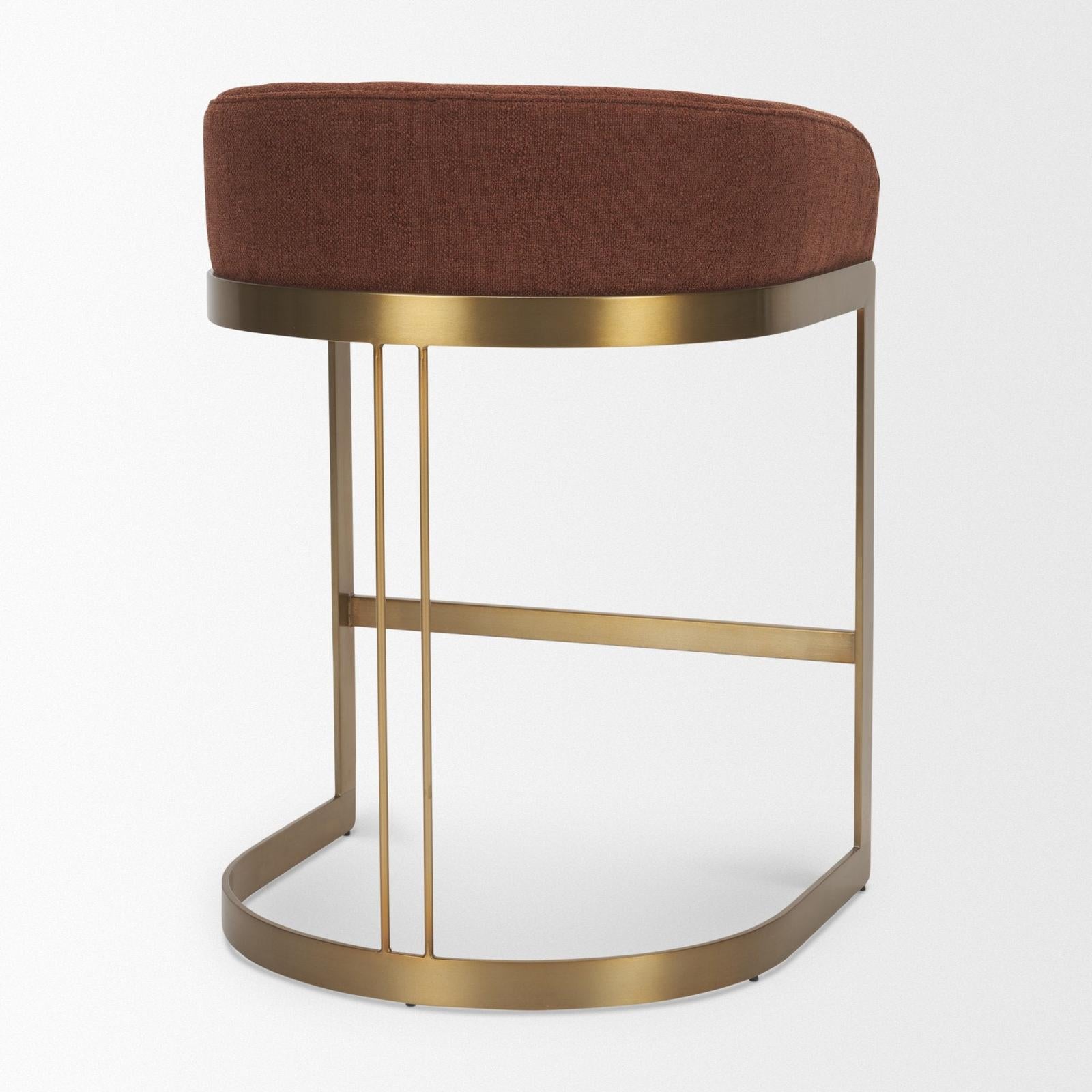 Mercana Hollyfield Burgundy Fabric Seat Gold Metal Base Counter Stool