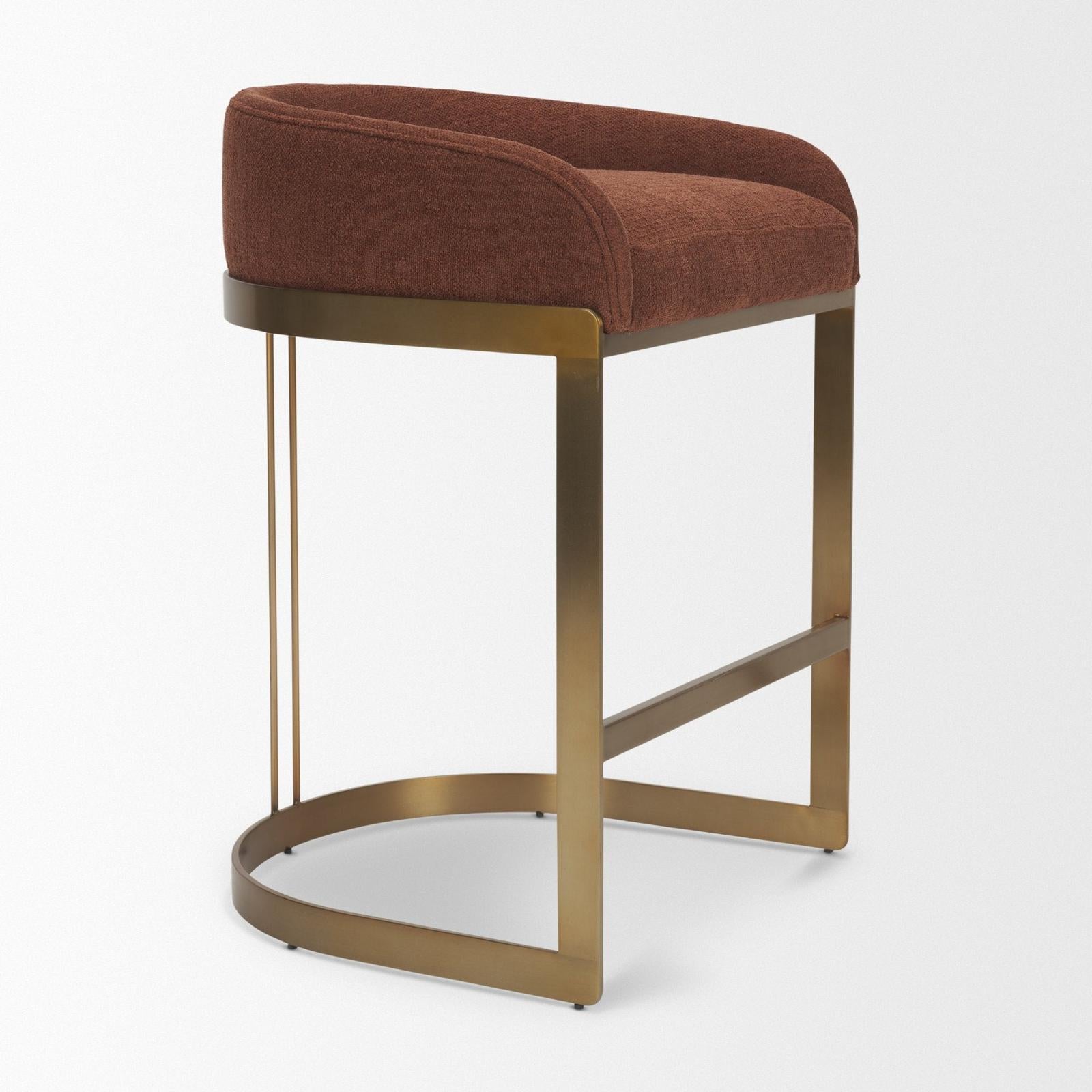 Mercana Hollyfield Burgundy Fabric Seat Gold Metal Base Counter Stool