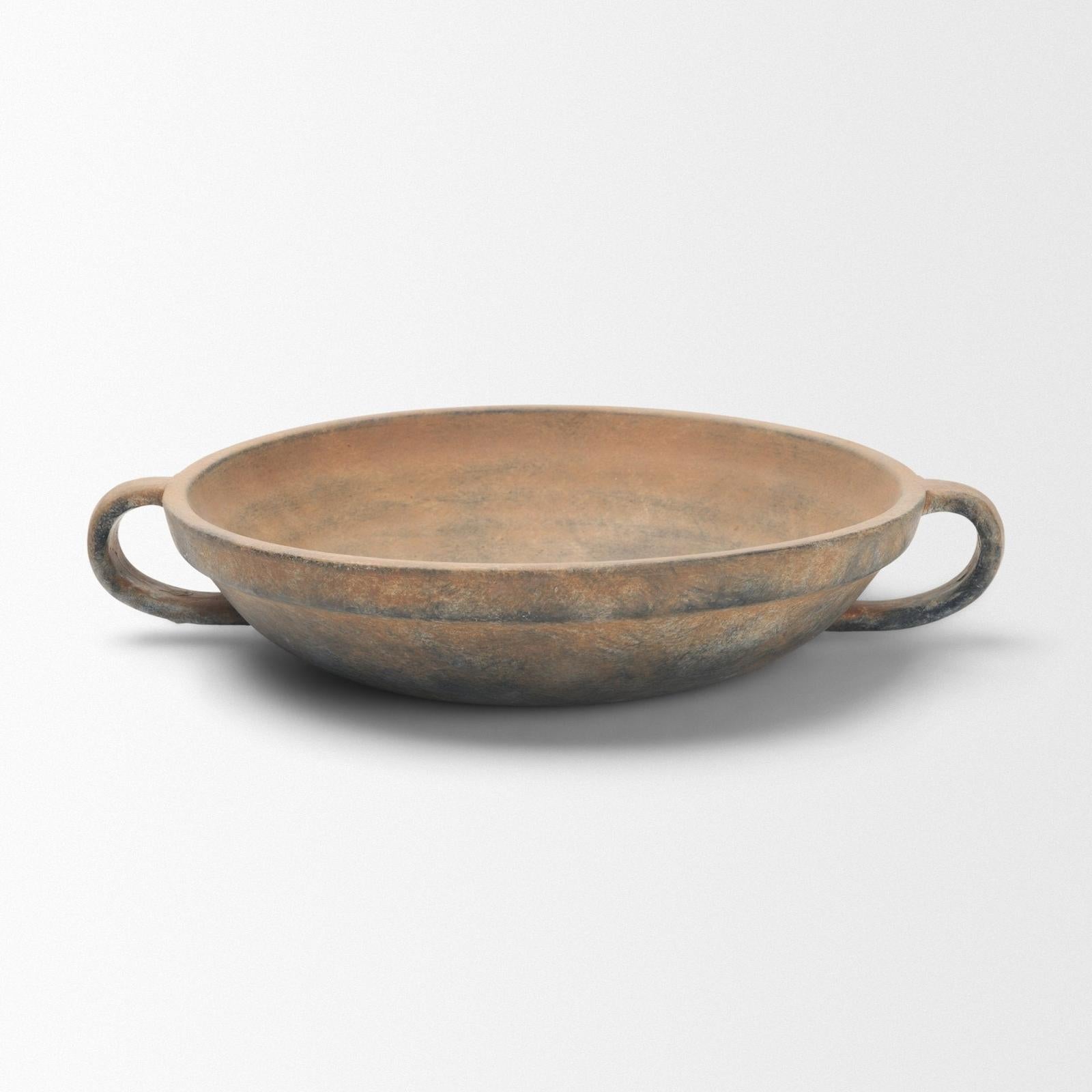 Mercana Cotto Round w/ Handles Weathered Terracotta Decorative Bowl