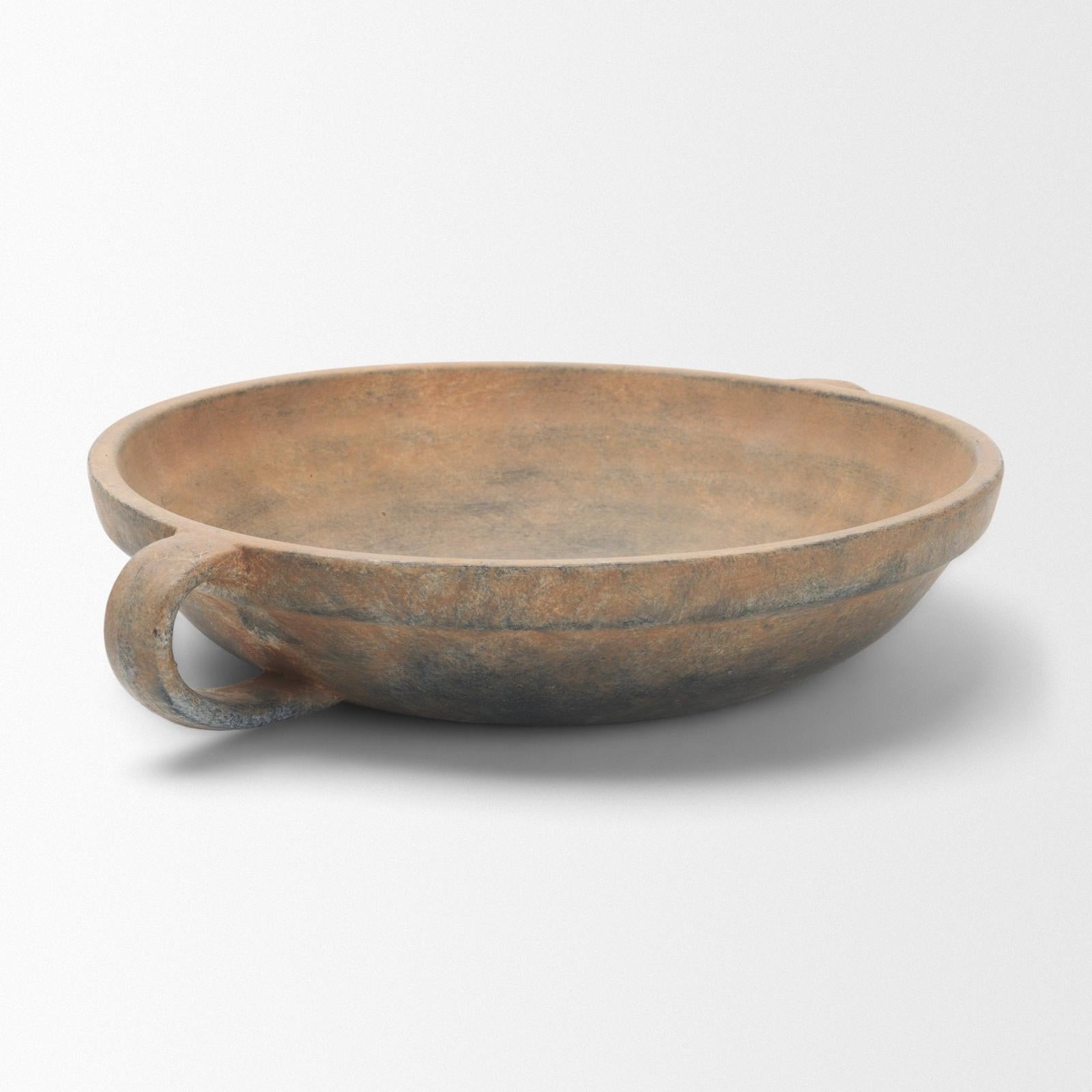 Mercana Cotto Round w/ Handles Weathered Terracotta Decorative Bowl