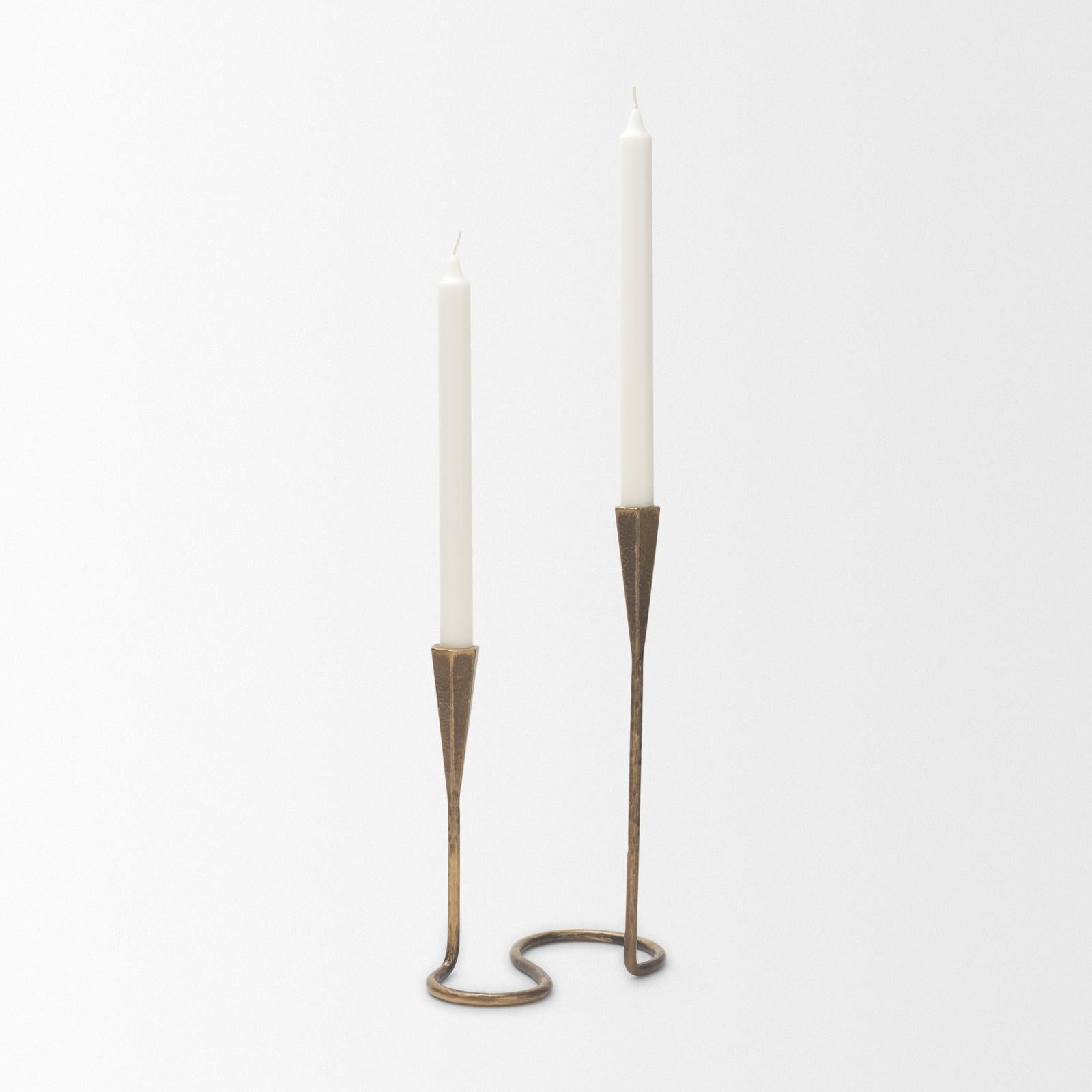 Mercana Naja Antique Brass Metal Double Taper Candle Holder