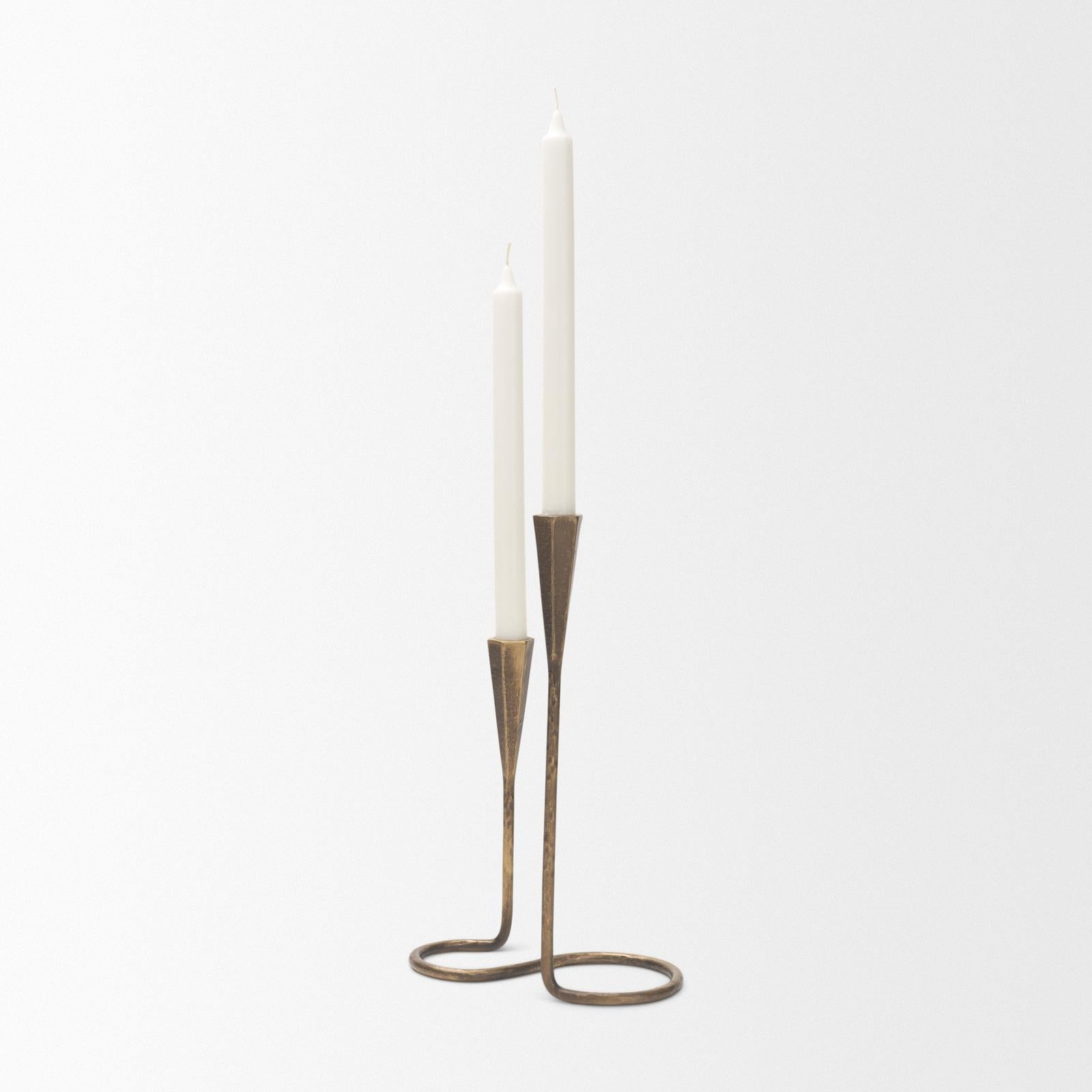 Mercana Naja Antique Brass Metal Double Taper Candle Holder