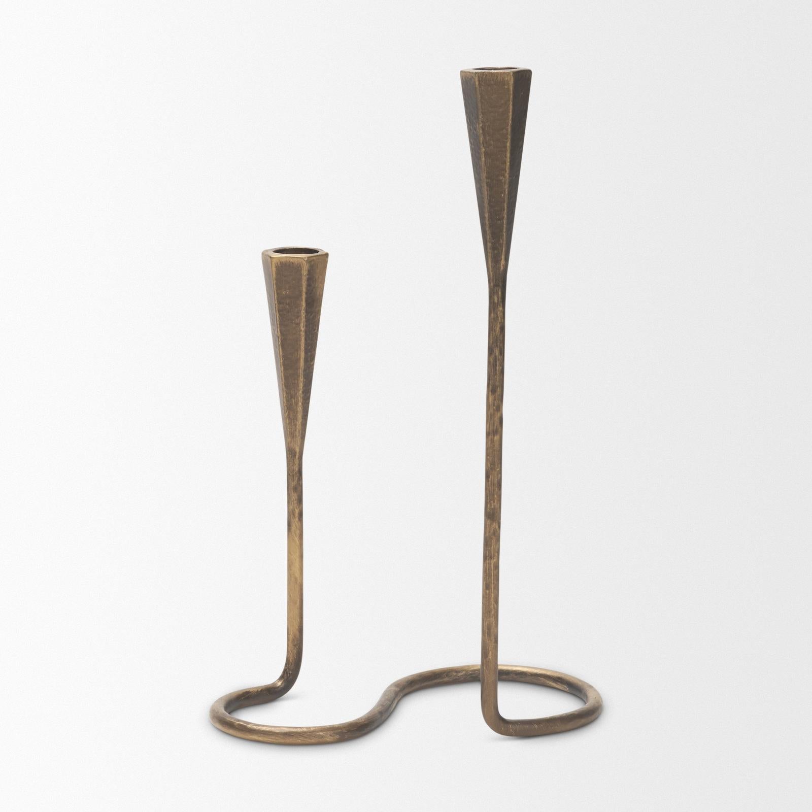 Mercana Naja Antique Brass Metal Double Taper Candle Holder