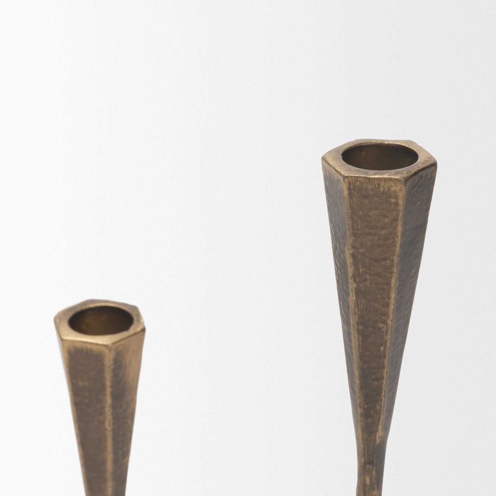 Mercana Naja Antique Brass Metal Double Taper Candle Holder