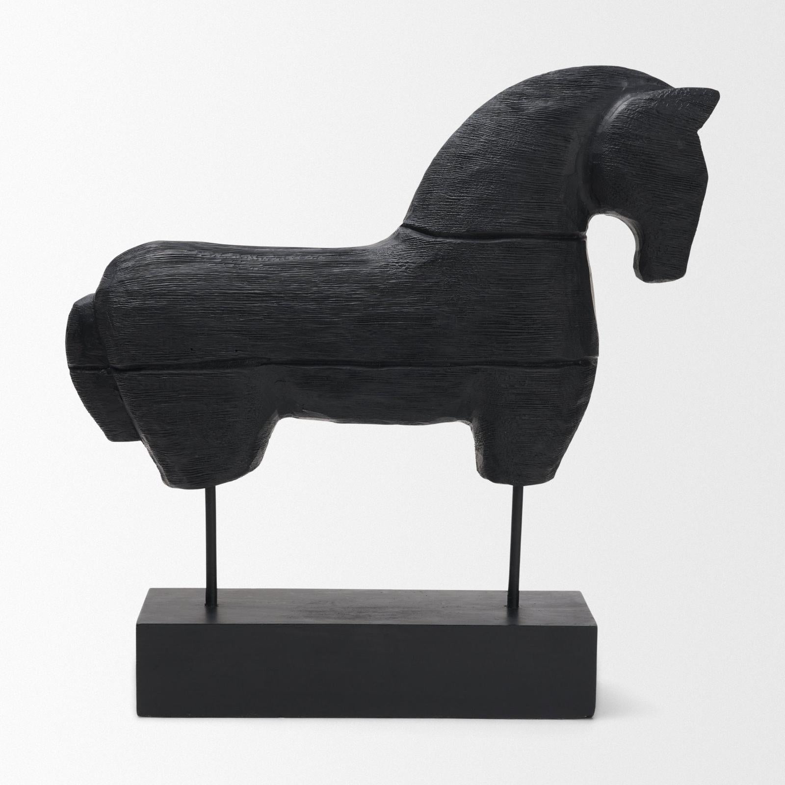Mercana Equus Black Wooden Horse Decorative Object