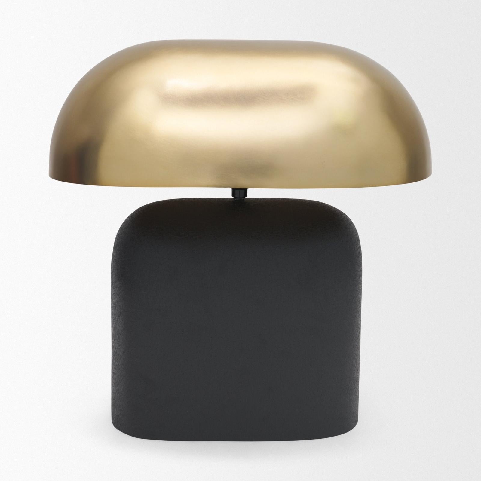 Mercana Liorre Textured Black Metal Base w/ Gold Metal Shade 1-Light Table Lamp
