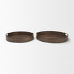 Mercana Langford Walnut Wood w/ Brass Handles Decorative Tray Set