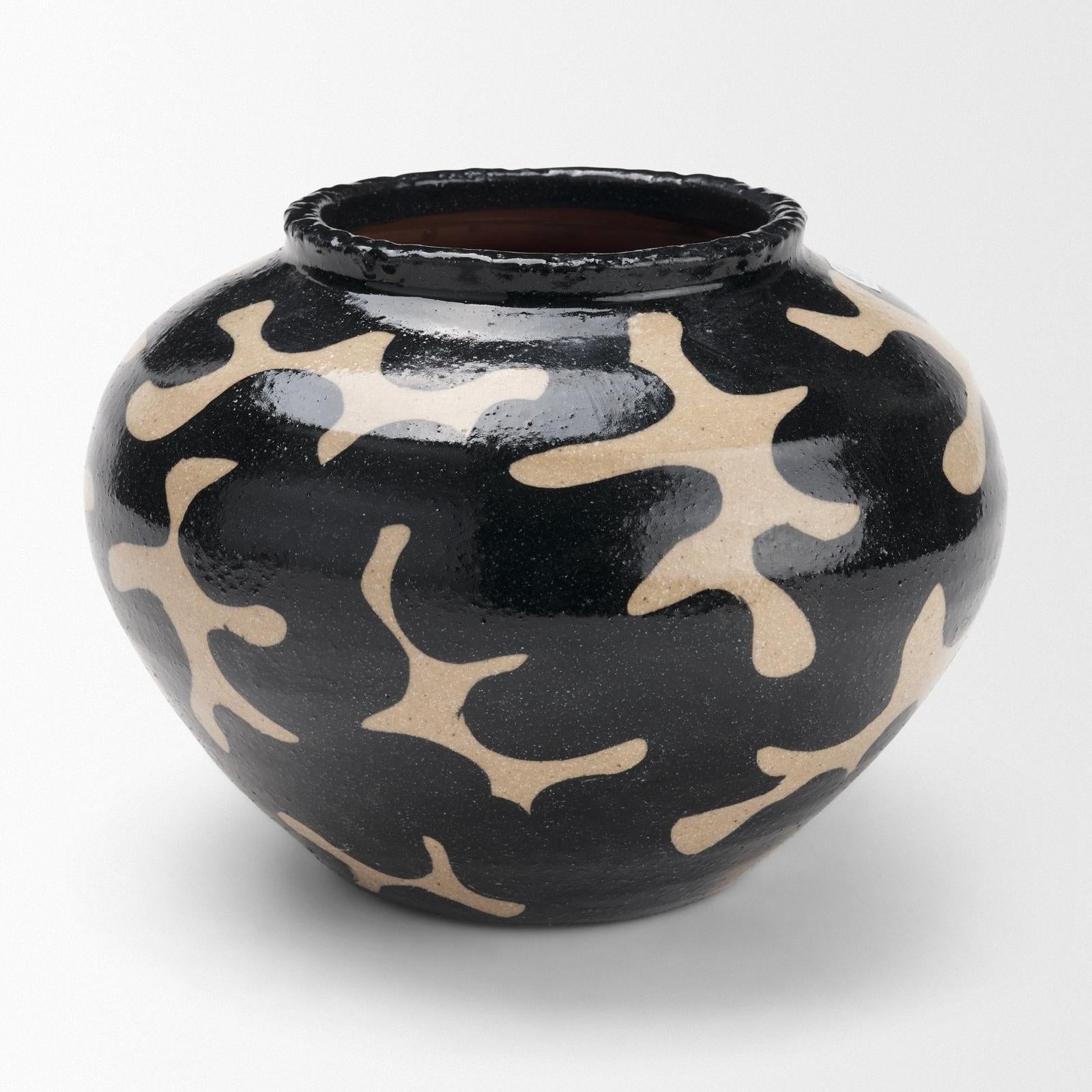 Mercana Bosma Black and Cream Ceramic Urn